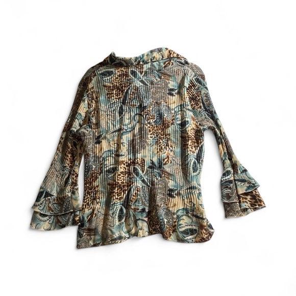 Cato Animal Print Button Down Shirt - Blue and Brown Long Sleeve Size XL - Picture 6 of 6